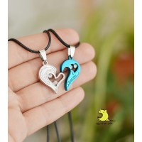 Кулон парный для влюбленных "I love you. Silver. Blue" Цена за 1 пару